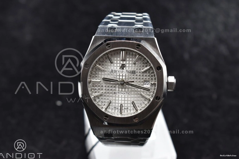 37mm 1:1 SS Bracelet Super Best SS Textured SA3120 Royal Dial Edition ZF White 1035 Clone 15450 on Oak Stretchable 0911